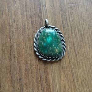 Vintage Native American Turquoise, Sterling Silver Pendant